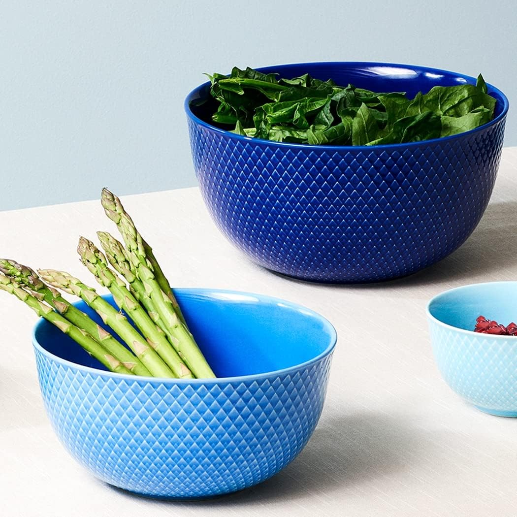 Rosendahl Lyngby Rhombe Color Bowl (4.3"), Turquoise Porcelain with Sculpted Relief Texture, Gift-Ready Oceanic Palette Piece