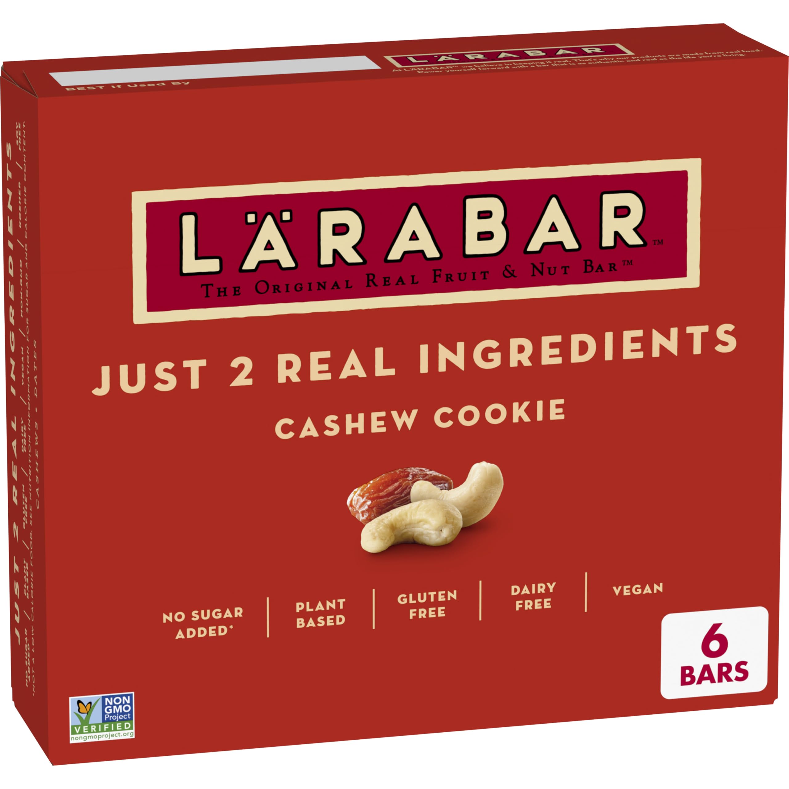 Larabar Cashew Cookie, Fruit and Nut Bars, Gluten Free and Vegan, 10.2 oz, 6 Ct