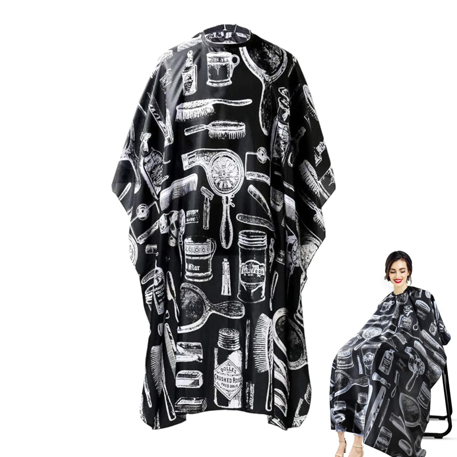 Jjiaolinin Schwarz Hair Cutting Gown Barber Cape, Haircut Apron Hair Cutting Barber Hairdressing Cape Hairdressing Cape For Salons Barbers And Hairdressers