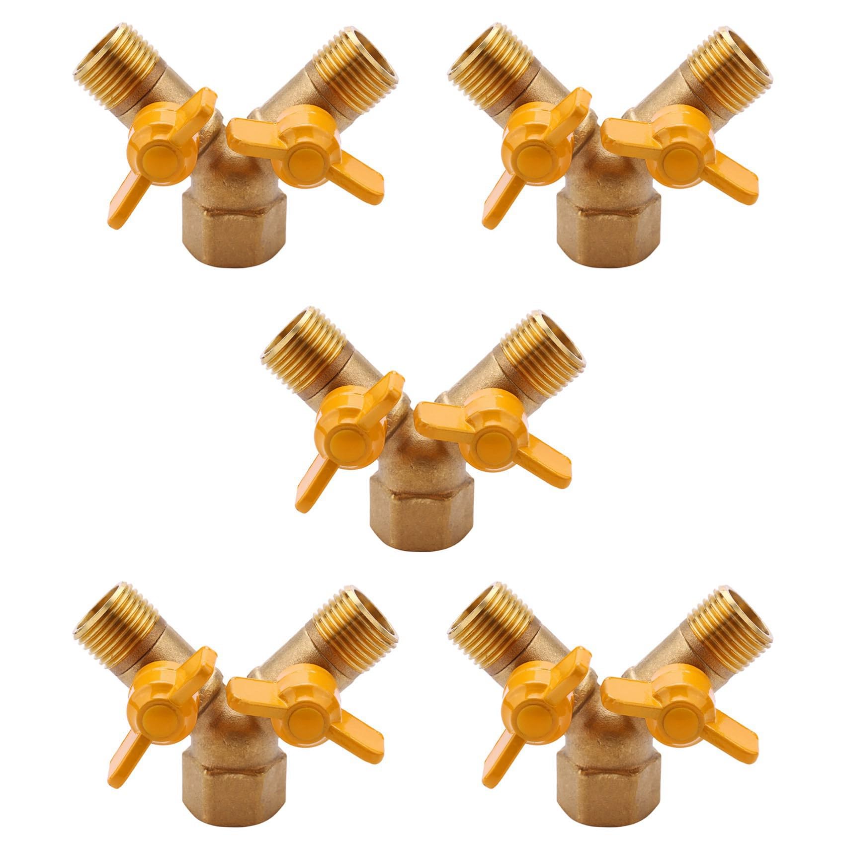 Ctrlzs 5X 2 Way 1/2 Inch Faucet Adapter Outside Garden Irrigation Tap Adapter And Hose Divider