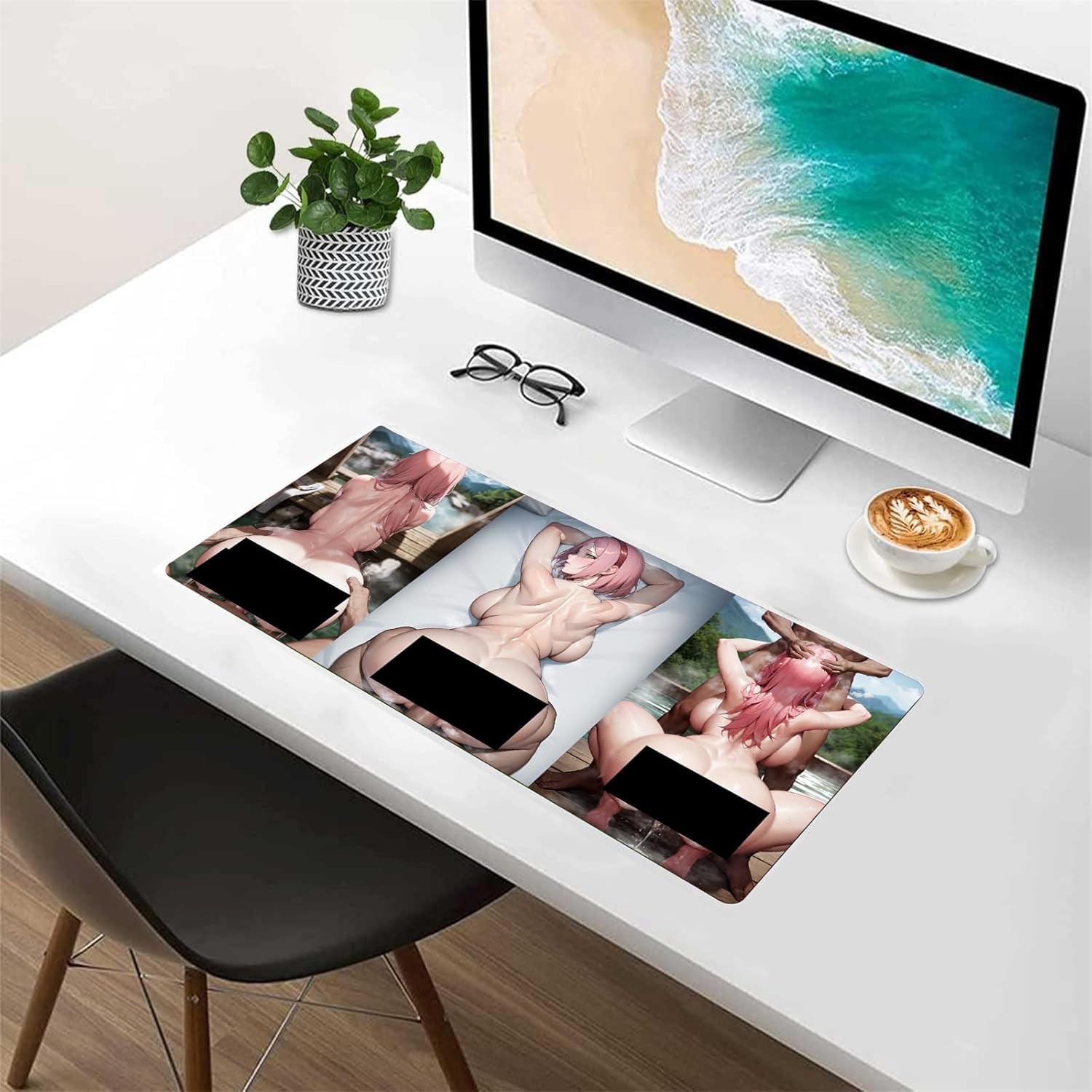 Gaming Mouse Pad Sexy Anime,XXL Large Mouse Pad,Desk Mat with Non Slip Rubber Base,Desk Mat for Keyboard and Mouse Sexy Butt Breasts Chest (31.49x12 inche)