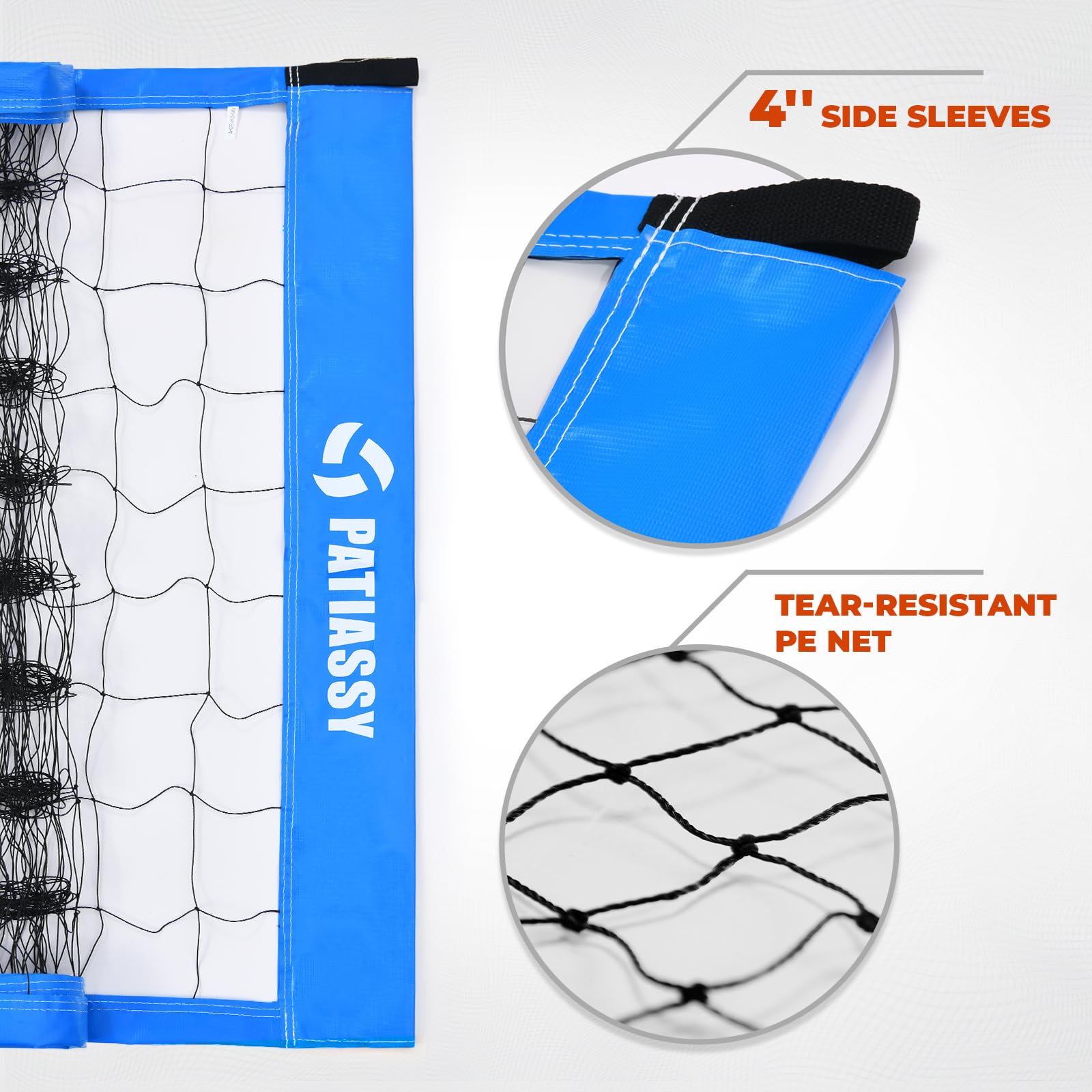 Rete da pallavolo Professionale Portatile Pieghevole, Dimensioni Standard Ufficiali 9.5 x 1 m, Attrezzatura Sportiva con 4 Racchette da pallavolo,Leggero, all’Aperto (Azzurro)