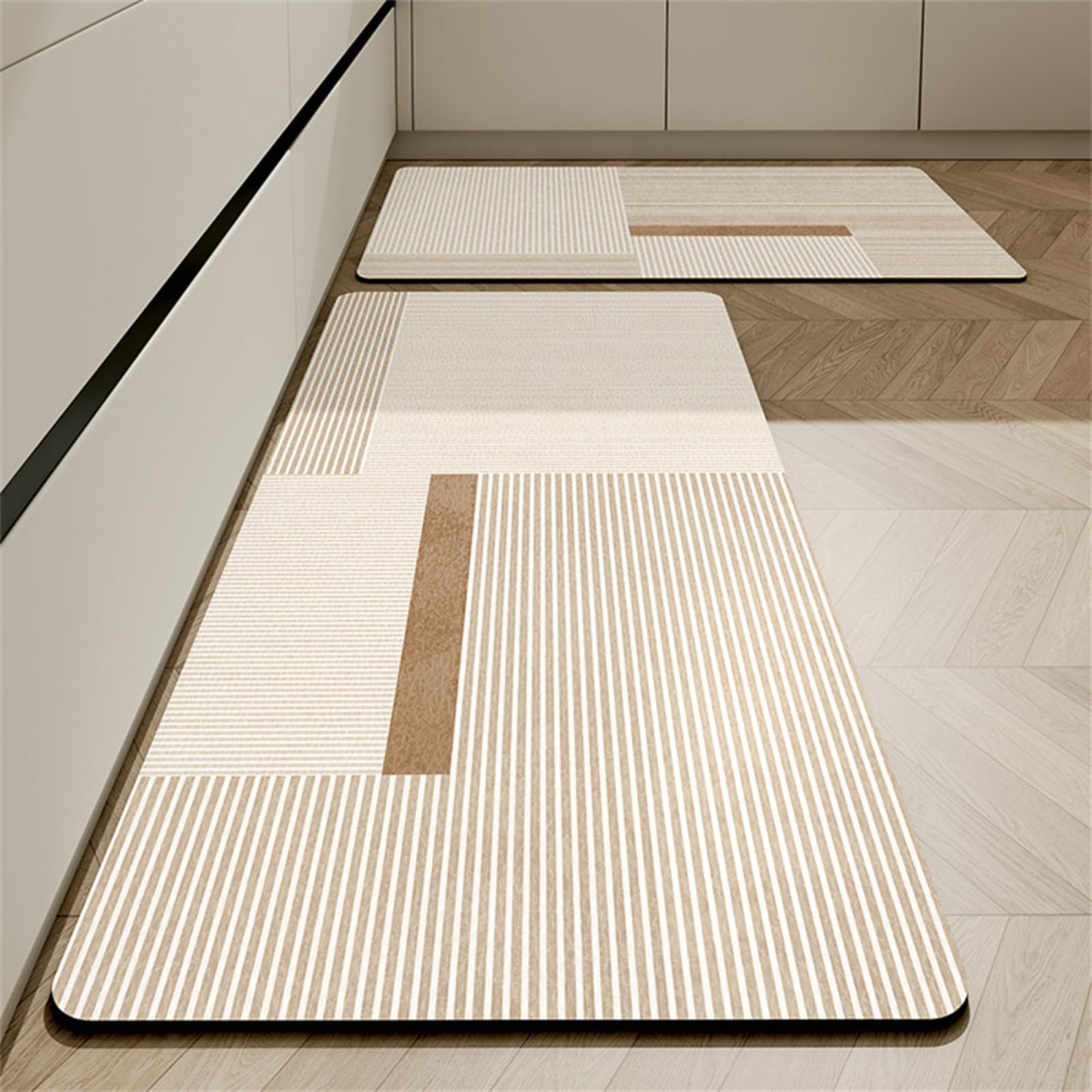 KüChenläUfer KüChenmatte 45x120cm, KüChenteppich Waschbar rutschfest, Teppich LäUfer Flur FußMatte Badematten, Wasser öL Aufnehmen Teppich KüChe Set für KüChe Wohnzimmer, Badezimmer Line