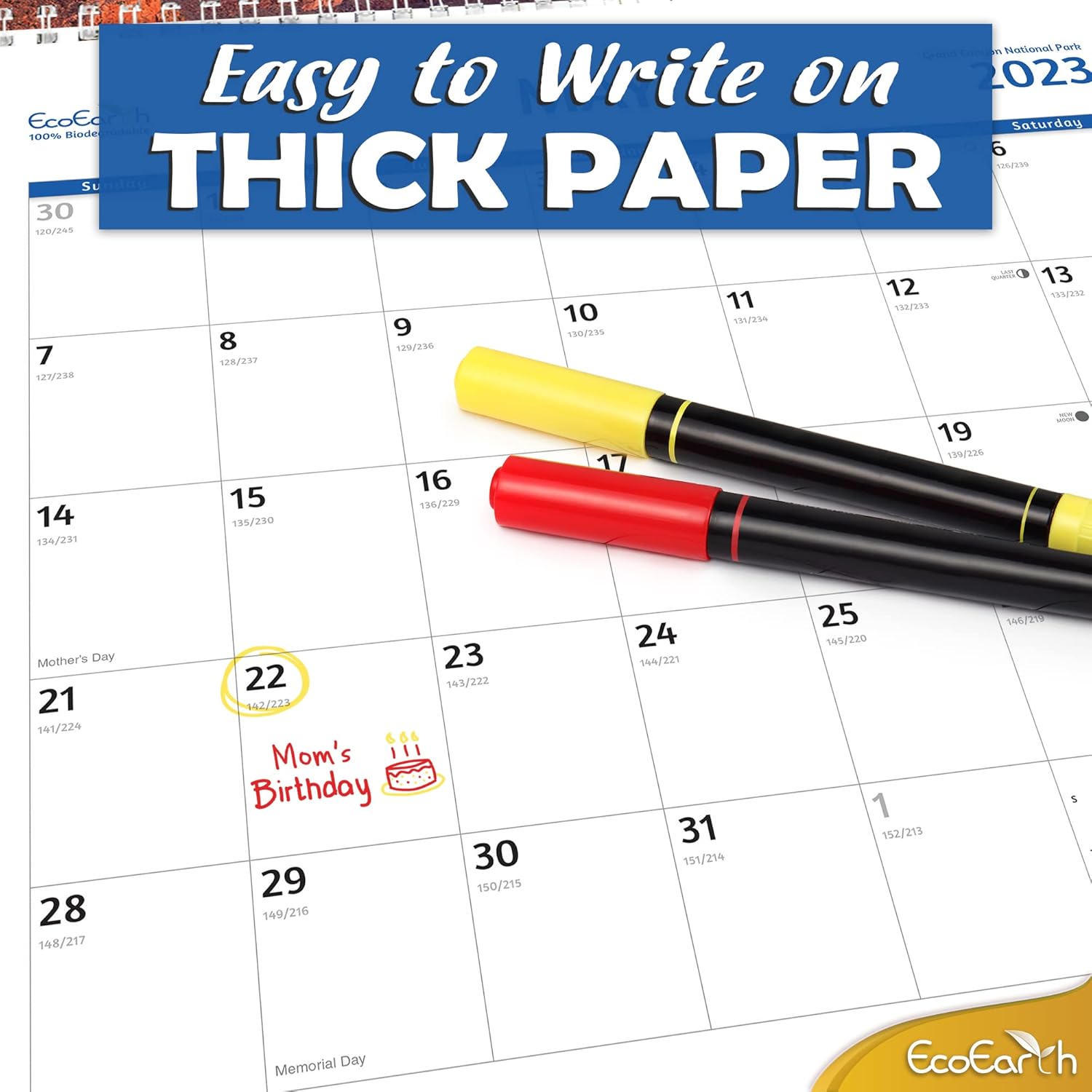 EcoEarth Biodegradable 11x22 Inch (Open) 12-Month Vertical Hanging Wall Calendar, 2023 Monthly Calendar, National Parks : Office Products