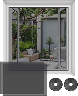 2Sets Fly Screens for Windows Mosquito Netting Window Fly Screen 59.06x51.18 Inch with Sticky Tape Self-Adhesive Cut-to-Size Mosquito Window Net Fine Mesh Netting for Multiple Windows Black