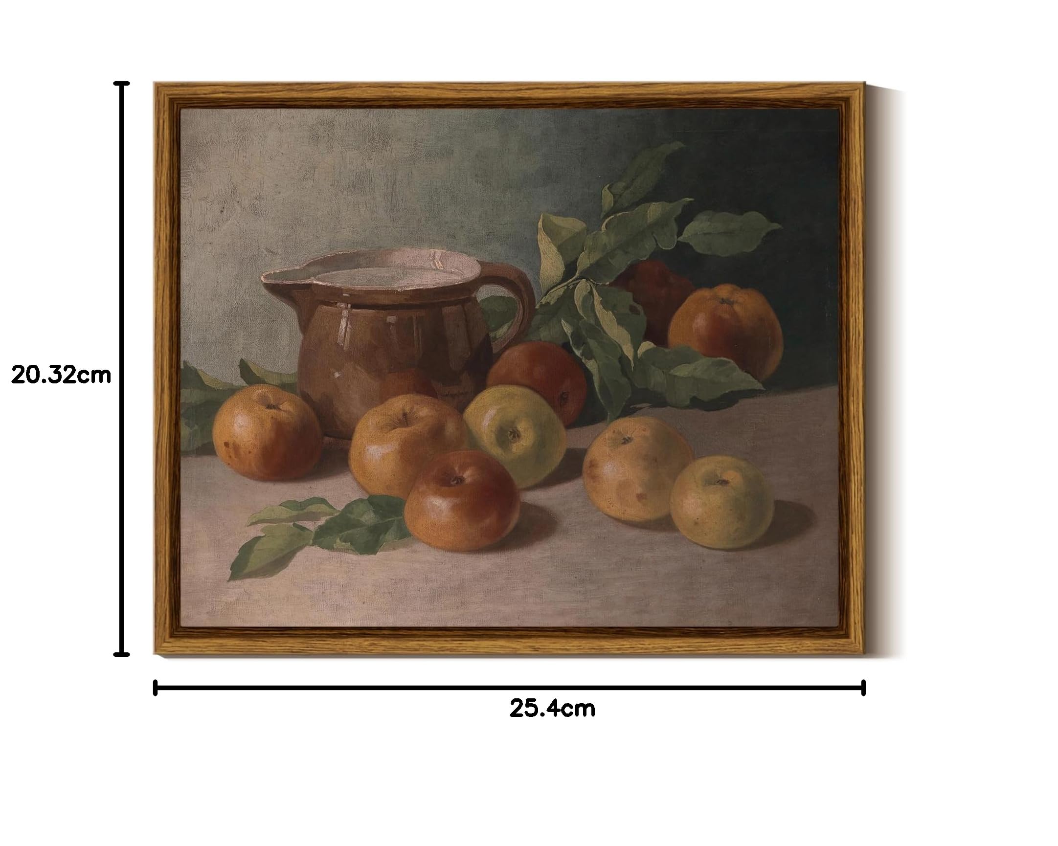 InSimSea Framed Canvas Wall Art Vintage Aesthetic Room Decor, Harvest Apples Still Life Oil Painting Artwork Abstract Wall Pictures Prints, Farmhouse Fruit Shelf Decor Bedroom Kitchen 8x10in — view 9