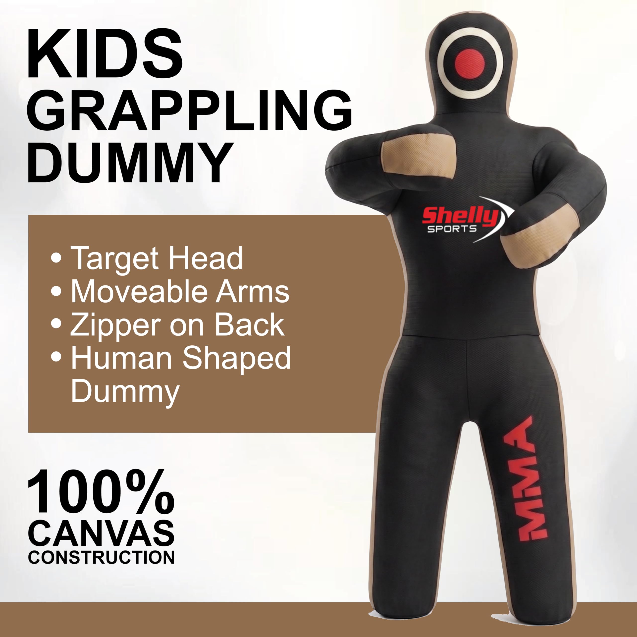 Shelly Mannequin de combat MMA pour enfants Sac de frappe BJJ, Jitsu brésilien Position debout, arts martiaux, boxe, karaté, entraînement – Non rempli