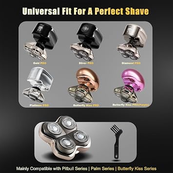 Replacement Blades Compatible with Skull Shaver Pitbull Pro Electric Razor | Silver Gold PRO SX5 & Palm MX5 & Butterfly Kiss Pro,4-Head Replacement Shaver Blade,Head Shaving Maintenance Part