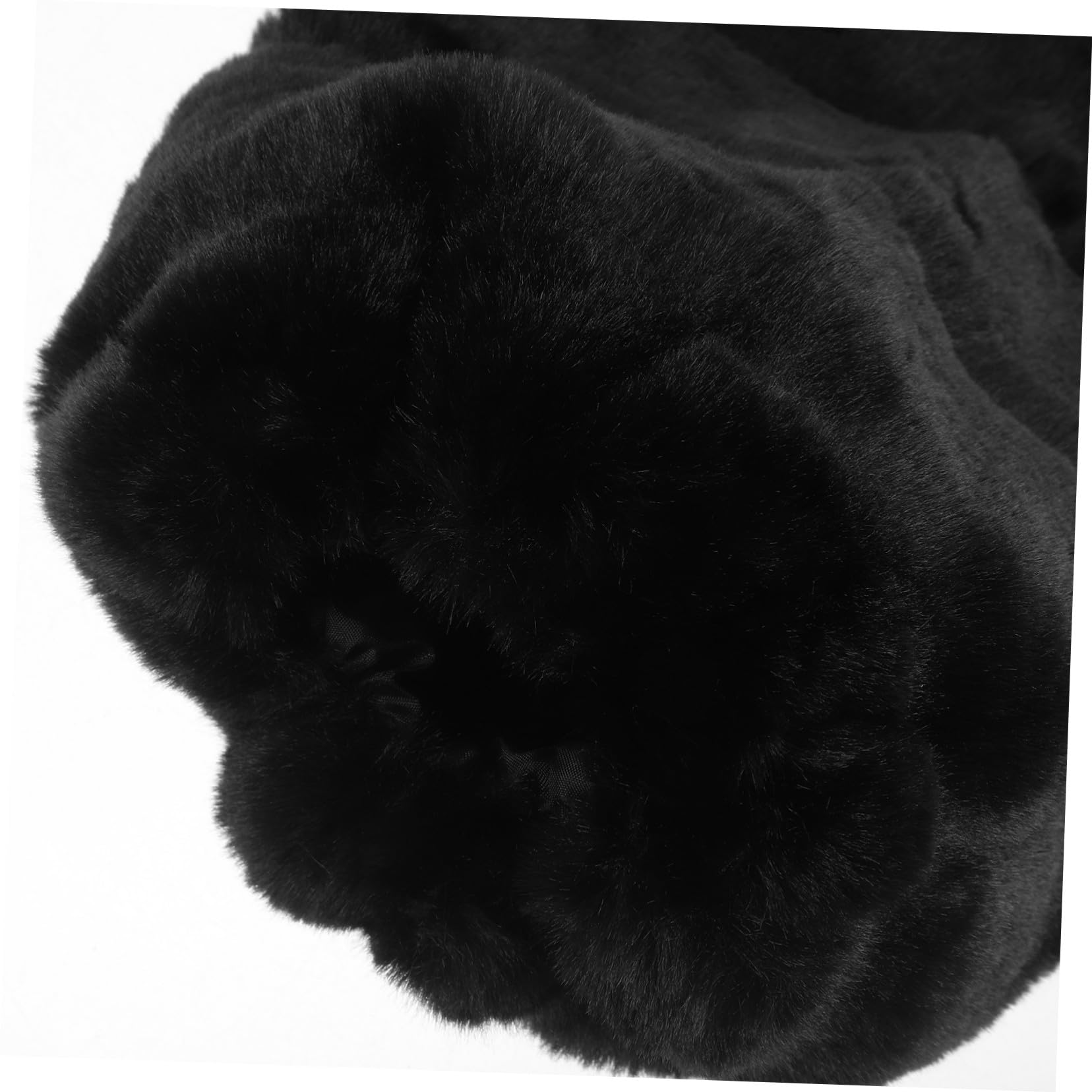 FRCOLOR Calentadores de Piernas de Piel Sintética Negros 30cm para Mujer | 1 Par, Pelo de Conejo Sintético, Tacto Suave y Cómodo, Estilo Adorable para Clima Frío