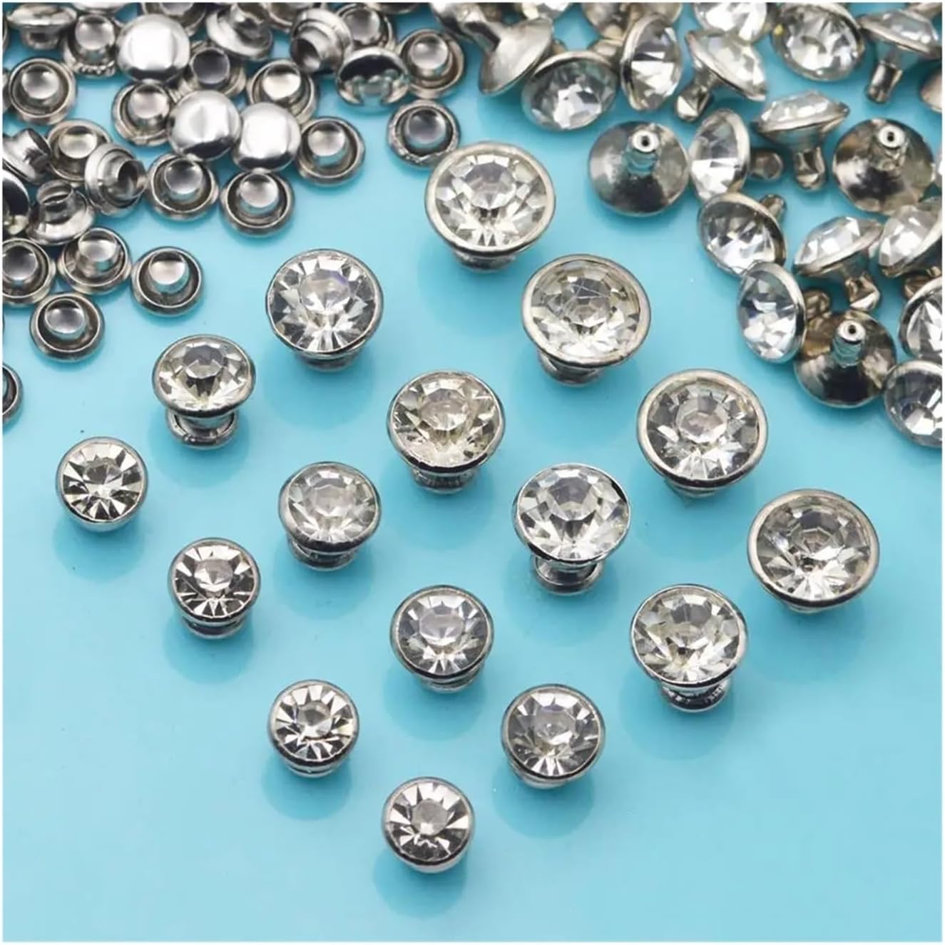 Studs for Clothing 500pcs Leather Rivets 5mm 6mm 7mm 8mm 9mm 10mm Brass Crystal Rhinestone Rivet Stud Nail Leathercraft Shoe Bag Decoration Supplies for Fabric Leather Crafting Jacket Bag(5 mm)