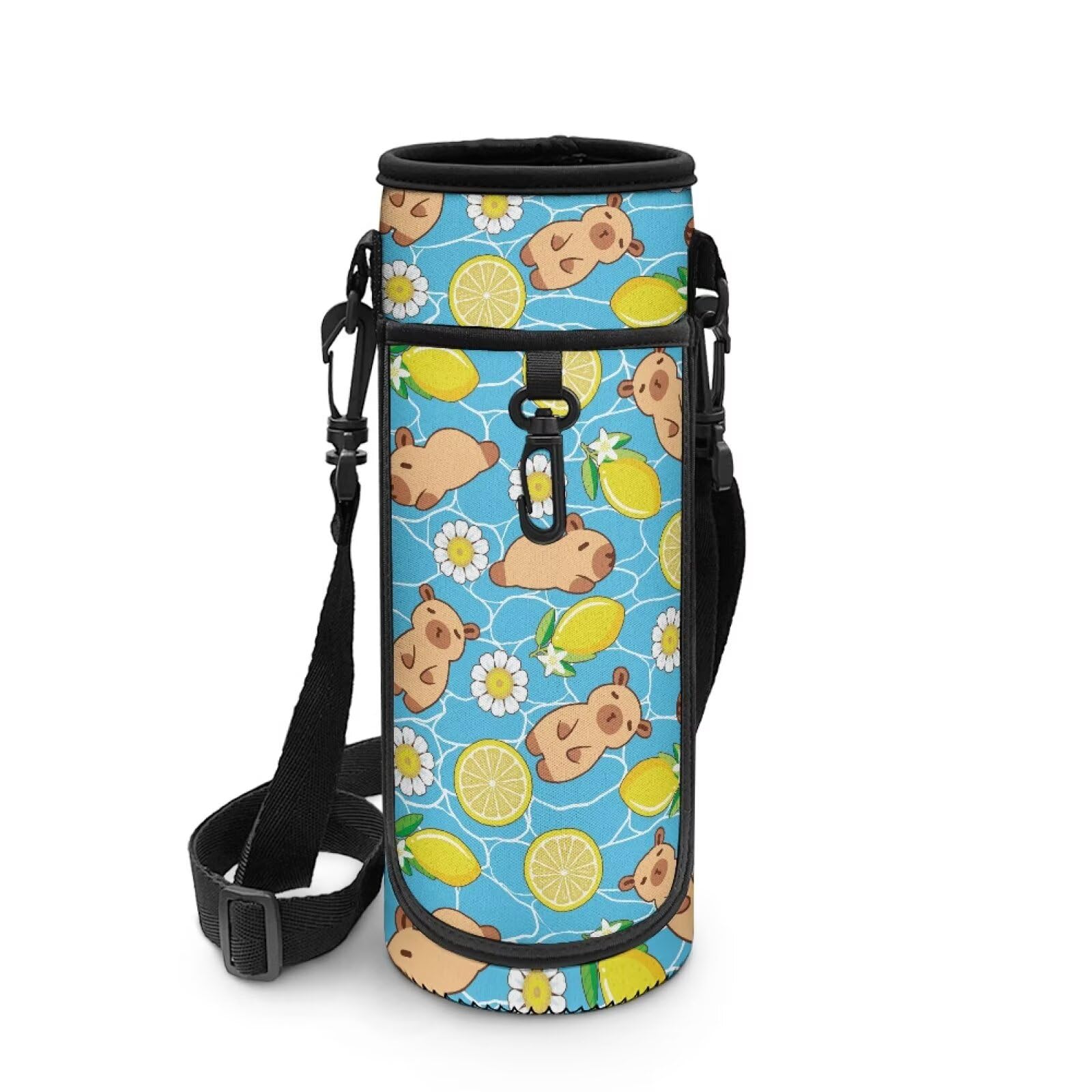 POLERO Capybara Water Bottle Carrier Bag for Girls Cute Water Bottle Holder with Strap for Walking Camping School