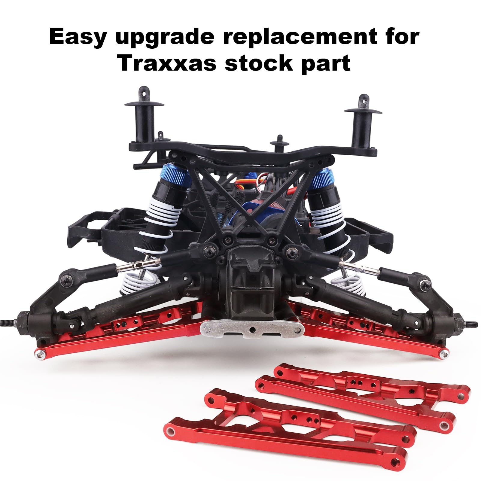 Bras De Suspension Avant Et Arrière 3655 Pour Traxxas Slash 4x4 / Stampede 4x4 – Aluminium Rouge/bleu, Jeu 4 + épingles, Upgrade RC 1/10