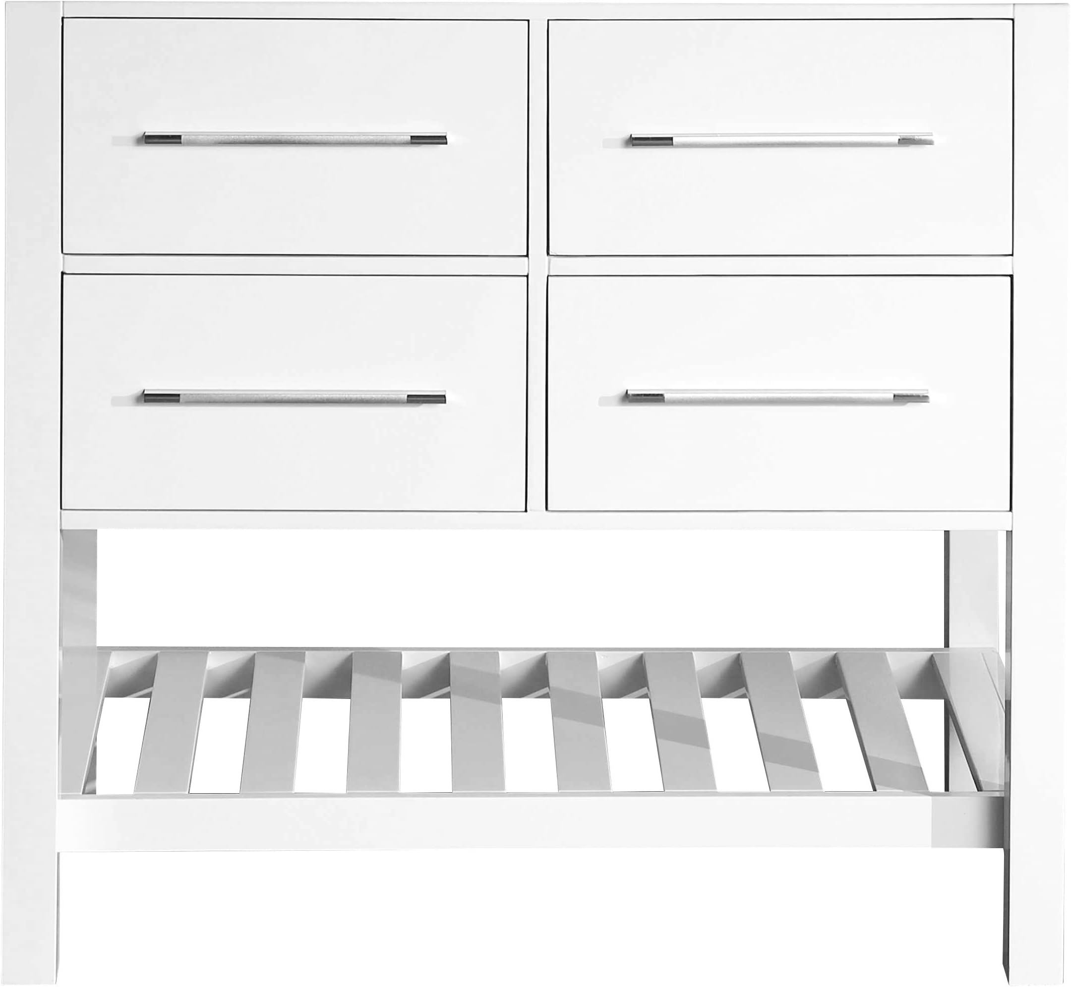 Bosconi Bathroom Vanities SB-250-3WHMC Main Cabinet with Soft Closing Doors and Multipurpose Storage Rack, 35", White