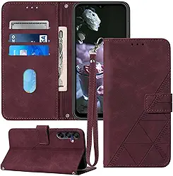 Capa carteira para Samsung A15 5G, compartimento para cartão, alça de pulso TPU interior, capa protetora para celular, capa flip de couro PU para Galaxy A15 (2024) (vermelho)