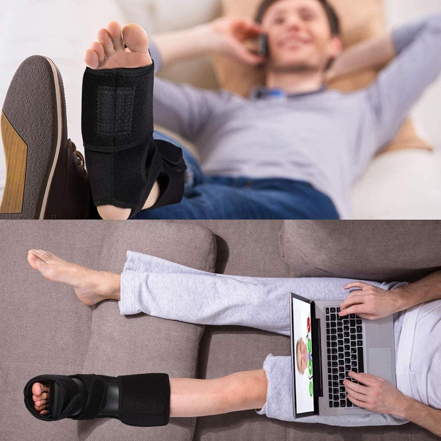 Férula Nocturna para Fascitis Plantar, férula de pie caído AFO, Soporte ortopédico Ajustable para Tobillo y pie, Soporte estabilizador para el Tratamiento de la Fascitis Plantar y tendinitis aquílea