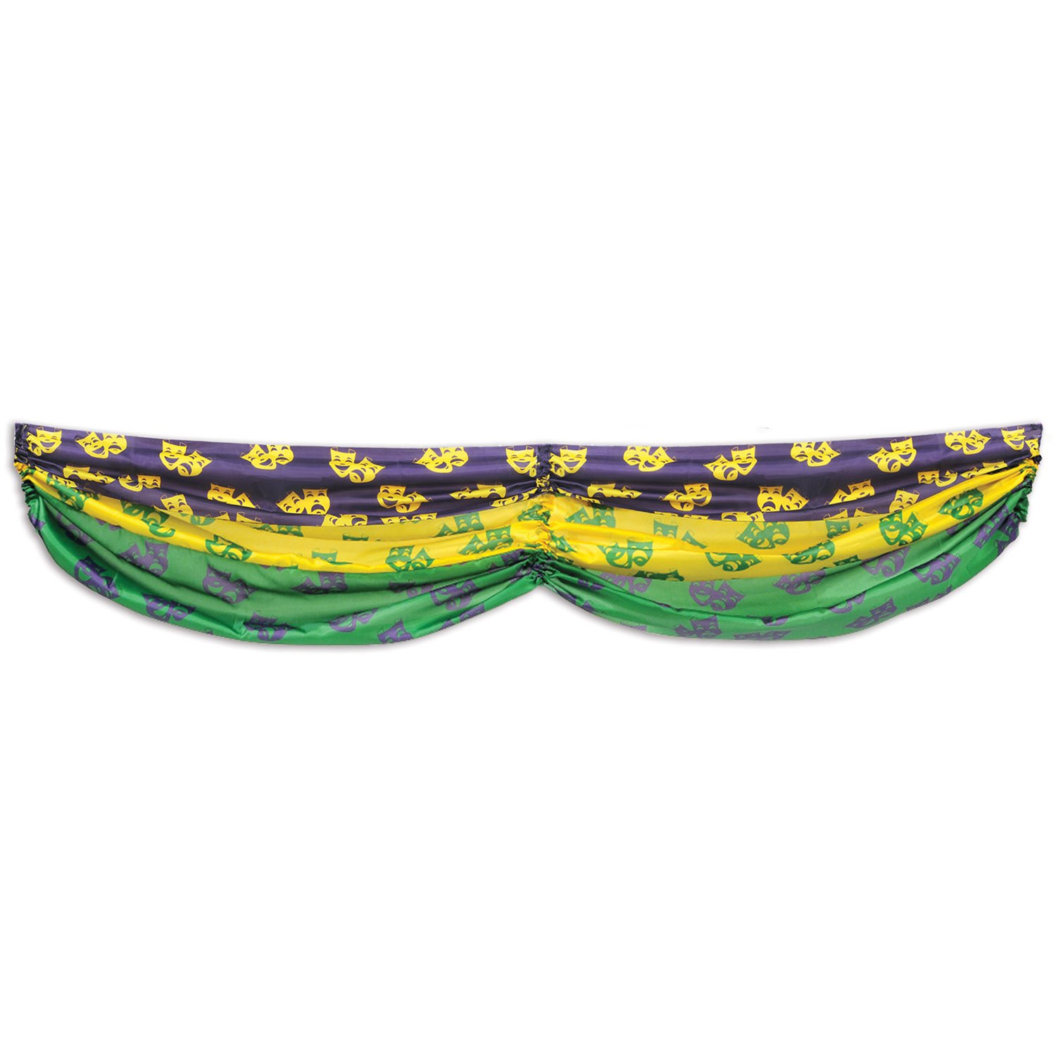 Beistle Wimpelkette aus Stoff, Motiv: Mardi Gras Komödie und Tragödie, 1,52 x 25,4 cm, 1 Stück, Textil, Grün/Gold/Violett, 5-Feet 10-Inch