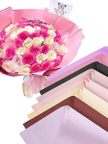 Miniatura 2 de Monarch Bloom Flowers Papel de regalo para ramos, papel de flores mate de alta calidad, papel de regalo floral impermeable, 20 hojas de doble cara