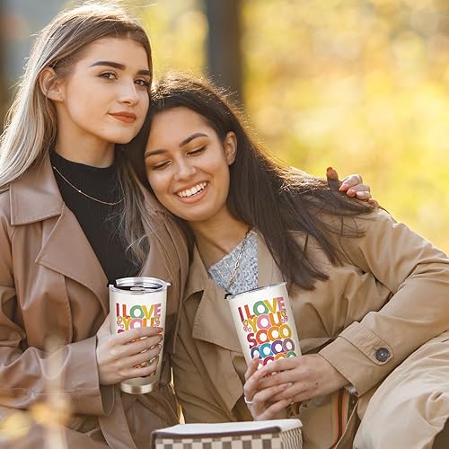 Miniatura 7 de Regalos para el día de la madre para mamá esposa, regalos con texto en inglés "I Love You", vaso de 20 onzas, regalos románticos de aniversario para