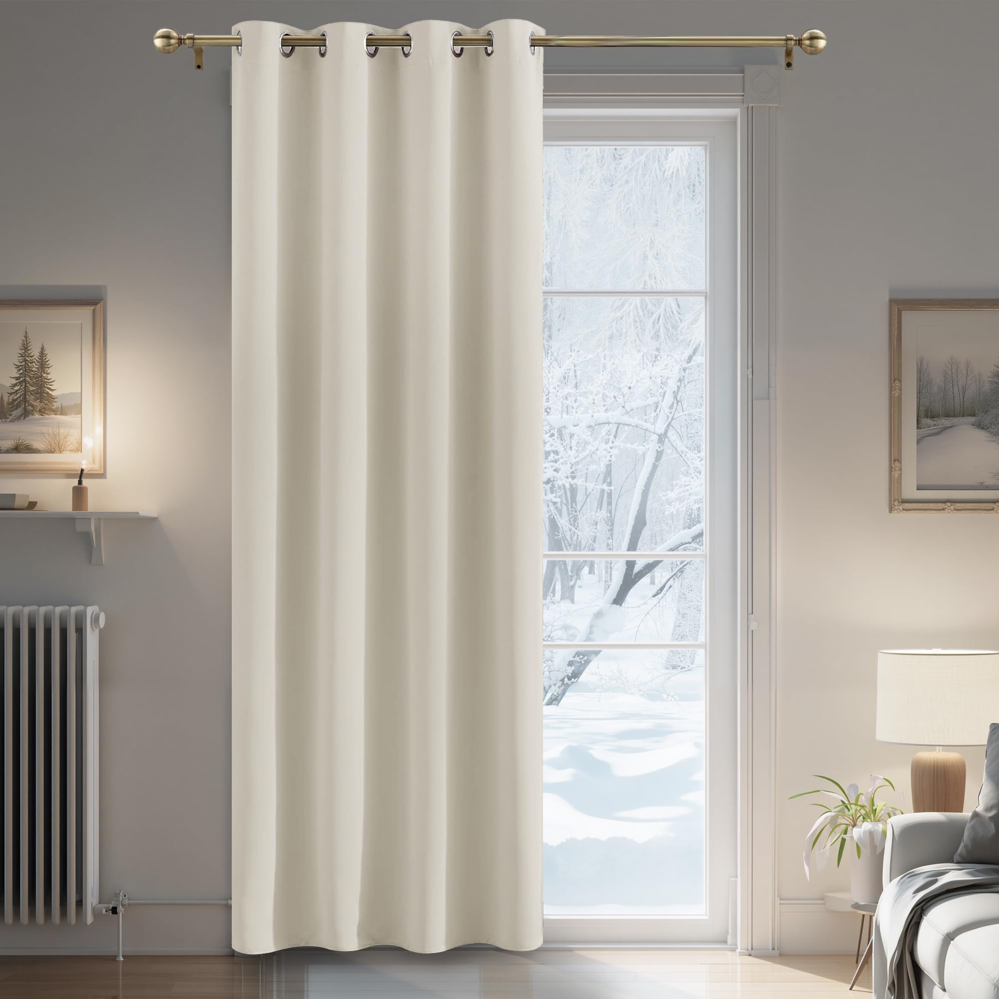 PONY DANCE Cortinas Salon Modernas 1 Pieza 140x240 CM Cortina Opaca Ventana con Ojales Cortina Termica Aislante Frio y Calor Cortinas de Casa Blackout Curtains for Living Room, Beige Claro Global Recycled Standard Global Recycled Standard OEKO-TEX STANDARD 100 Global Recycled Standard