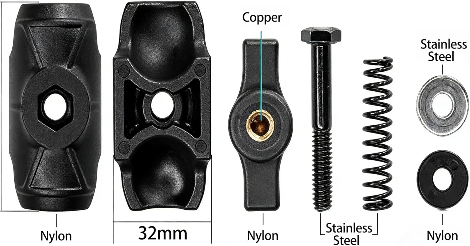 Strg 1" Ball Mount with 2.2" Length Double Sockets Arm and 2 Round Base Ball Mount, B Size 1" Ball Mount for Small Fish Finder Phone GoPro GPS Mounting and More