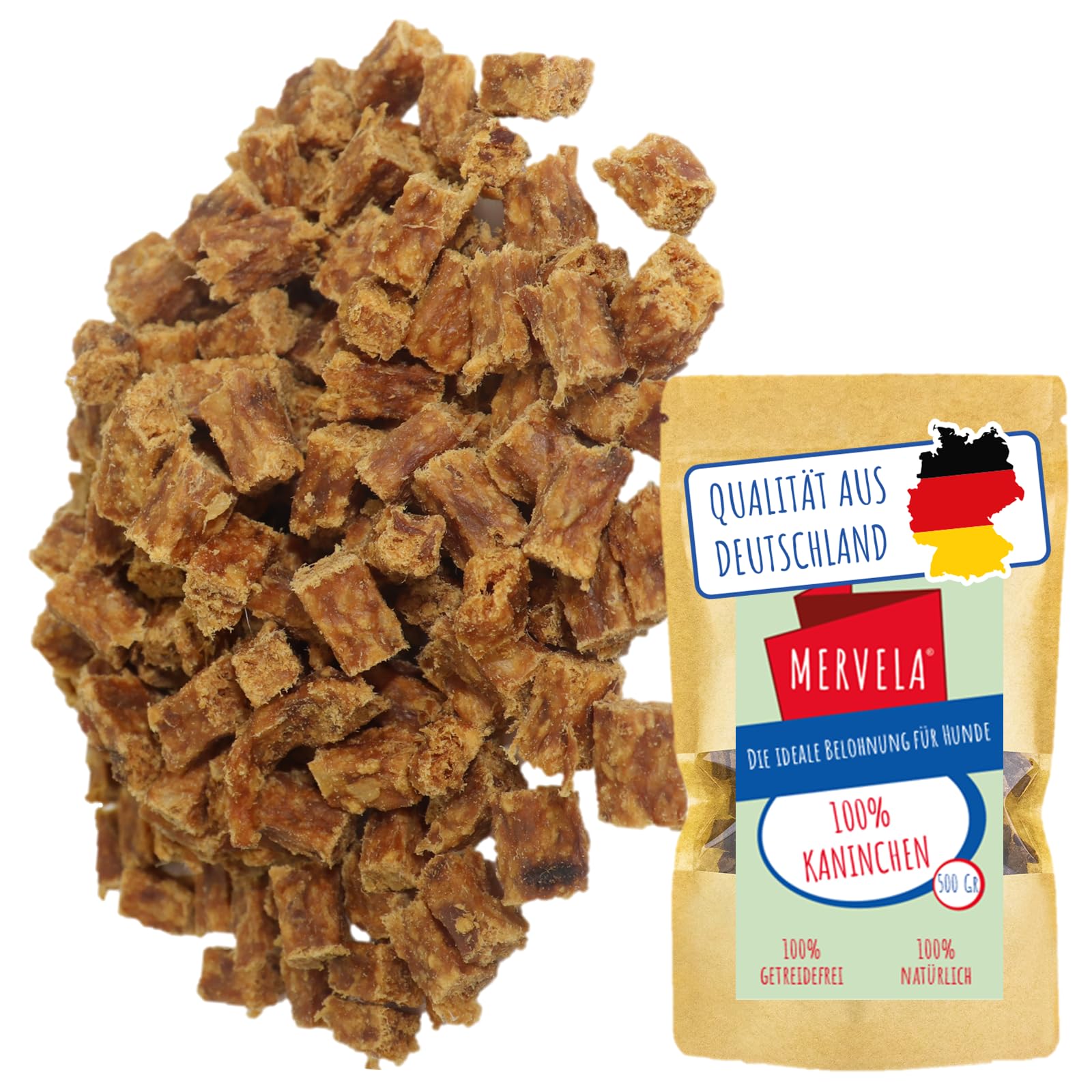 Cubo da masticare per cani di alta qualità, 500 g, ideale come dolcetti da allenamento, carne di coniglio naturale al 100%, ipoallergenico per cani sensibili, made in Germany