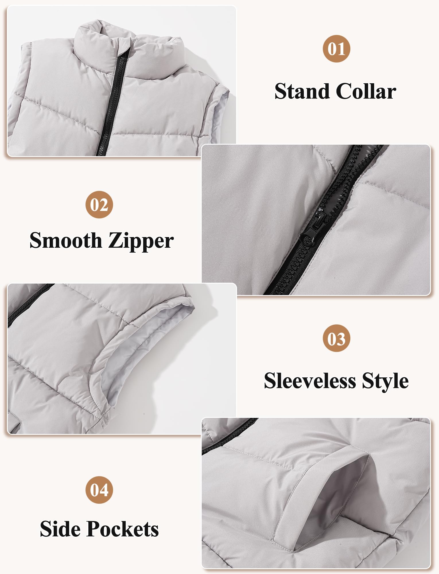 FEOYA Enfant Veste Matelassée Zippée Ado Sans Manche Doudoune Chaude Rembourré Garçon Sans Manche Manteau Légère Automne Gilet De Duvet Confortable D'Hiver D'Extérieur Coupe Vent Épais 7-14 Ans