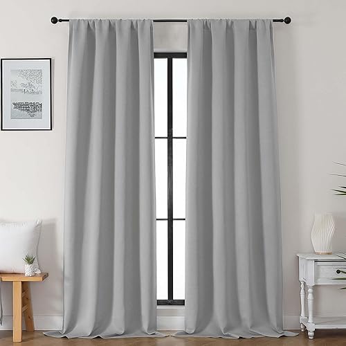 Miniatura 123 de Gwine - Cortinas opacas negras para dormitorio de 84 pulgadas de largo, juego de 2 paneles, cortinas sólidas reductoras de ruido con aislamiento