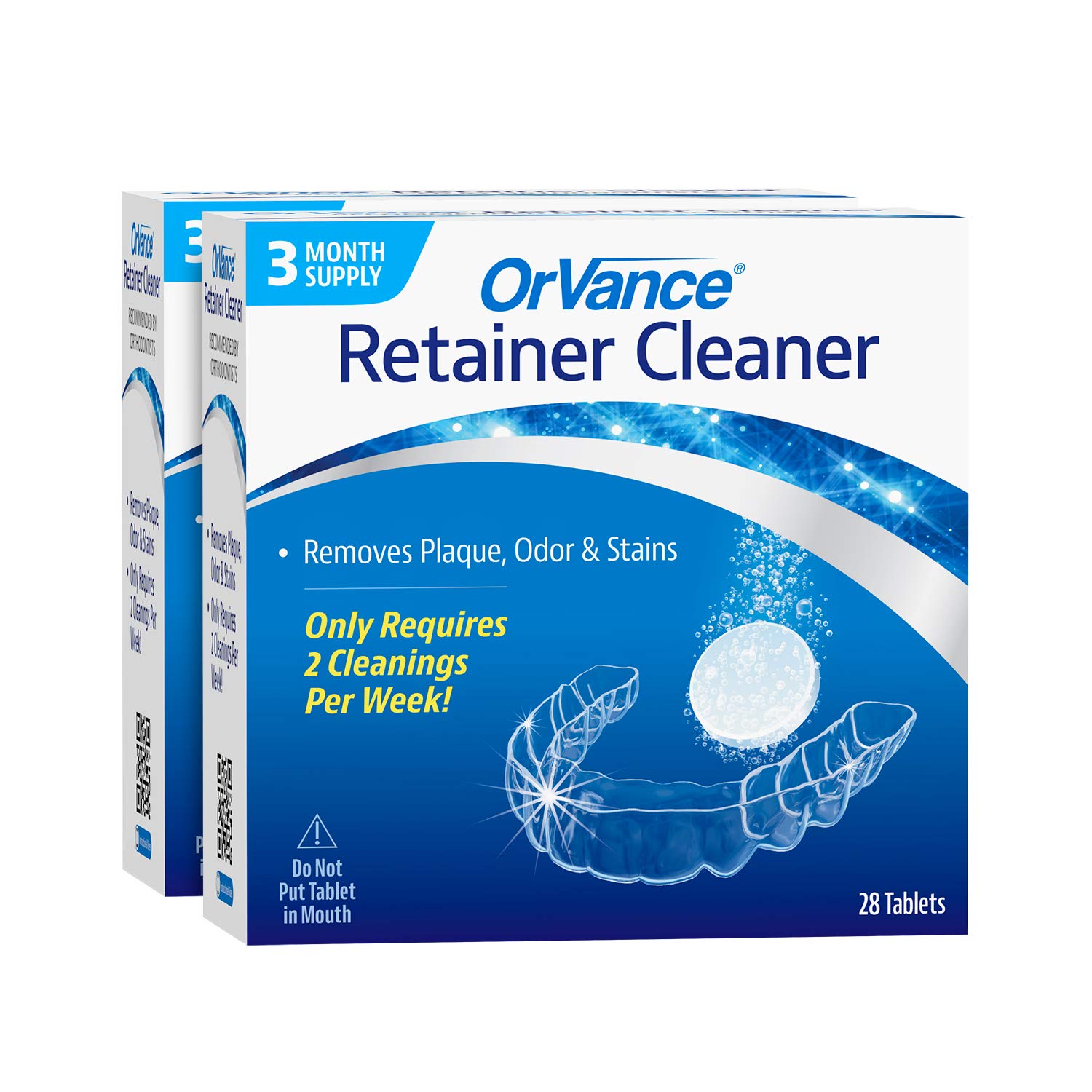 OrVance Retainer Cleaner Tablets (6 Month Supply) | Only 2 Cleanings Per Week Required | Removes Odors, Stains, Plaque for Invisalign, Mouth/Night Guards, and Removable Dental Appliances