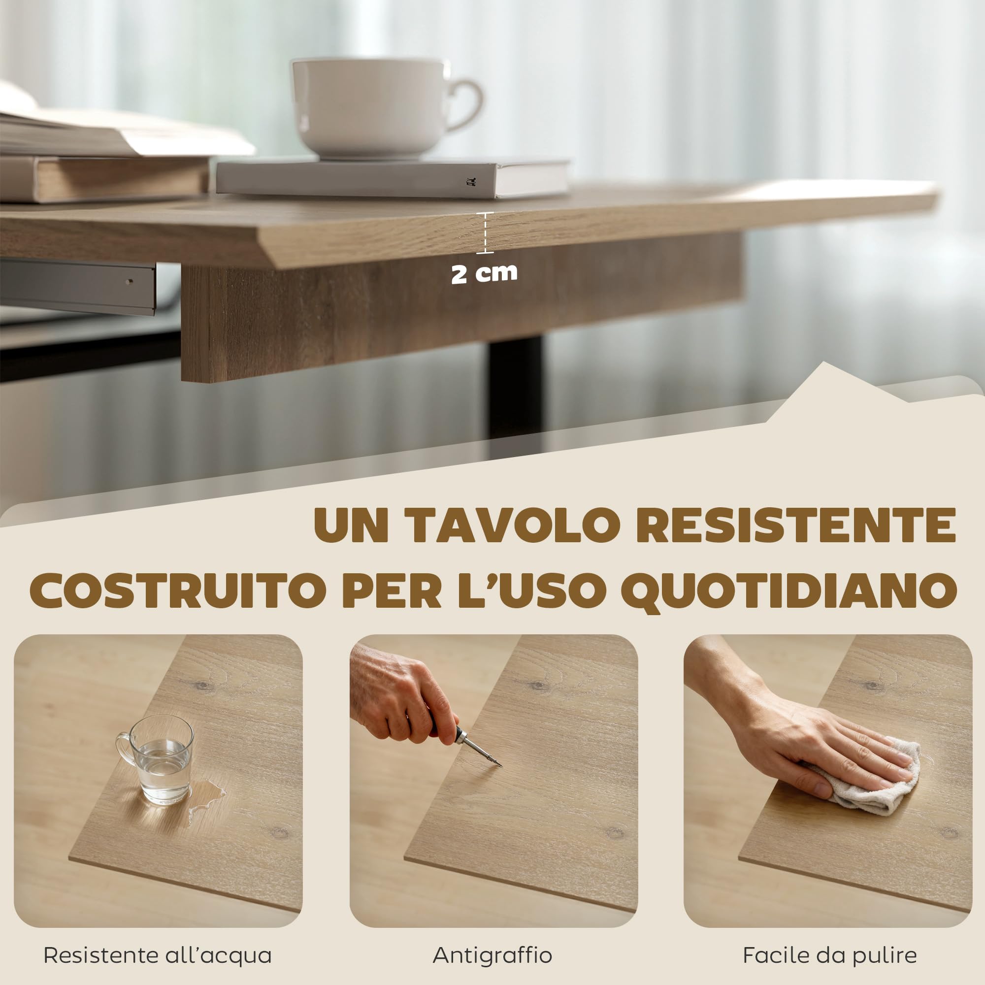 HOMCOM Tavolo da Pranzo Allungabile per 6-8 Persone con Pannelli Rimovibili, 140-180cm Tavolo Allungabile Rettangolare con Base in Acciaio, Stile Industriale, per Sala da Pranzo Soggiorno, Color Legno