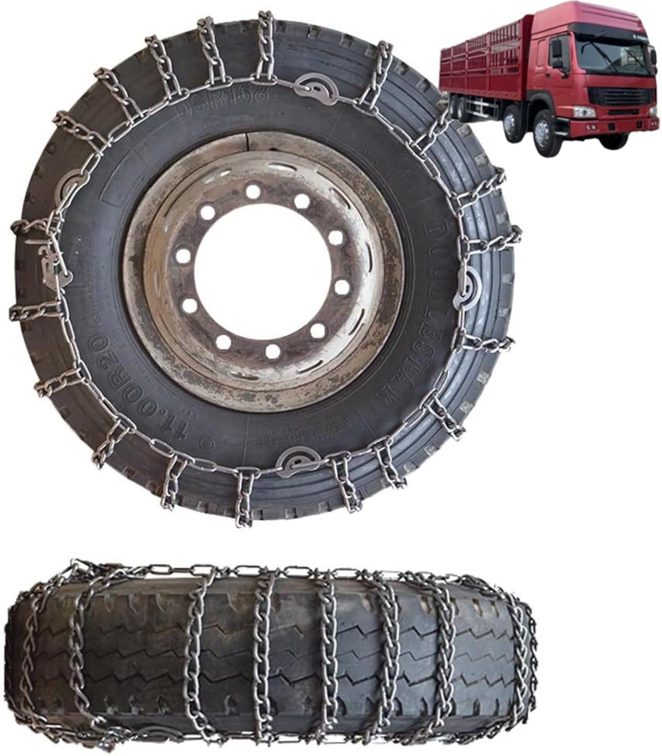 2pcs 9mm Heavy Duty Snow Tire Chains for Suv Pickup Trucks and AVT Traction Chains Manganese Skid Design for Snow and Mud Reliable Grip 205/75R17.5 2pcs 6.50-16