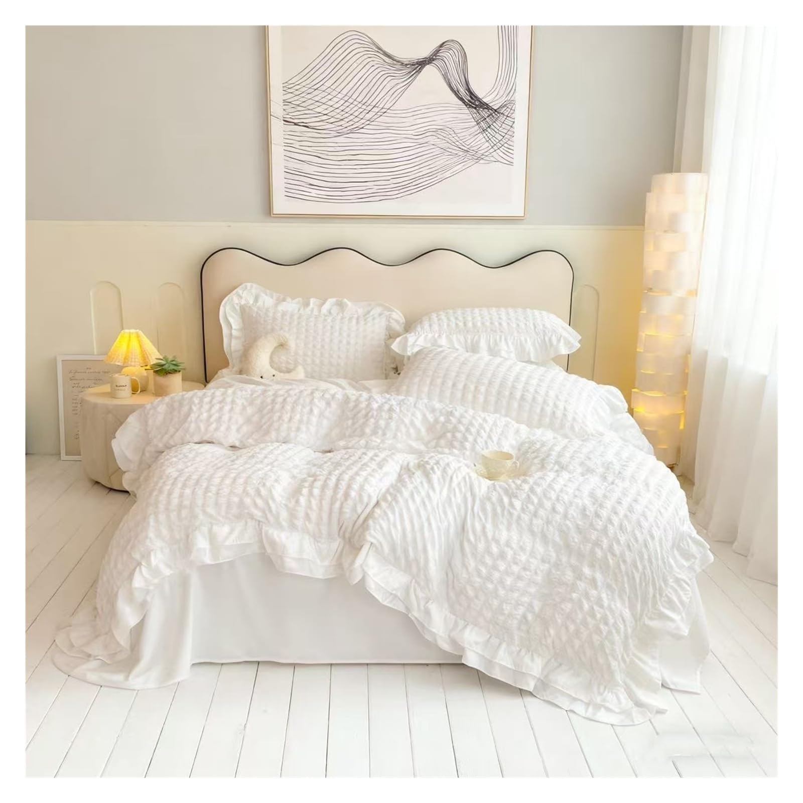 CYMMIYT Duvet Cover Set 3 Piece Bedding Set Comfortable Bedspread For All Season(White,264x229cm 3pcs)