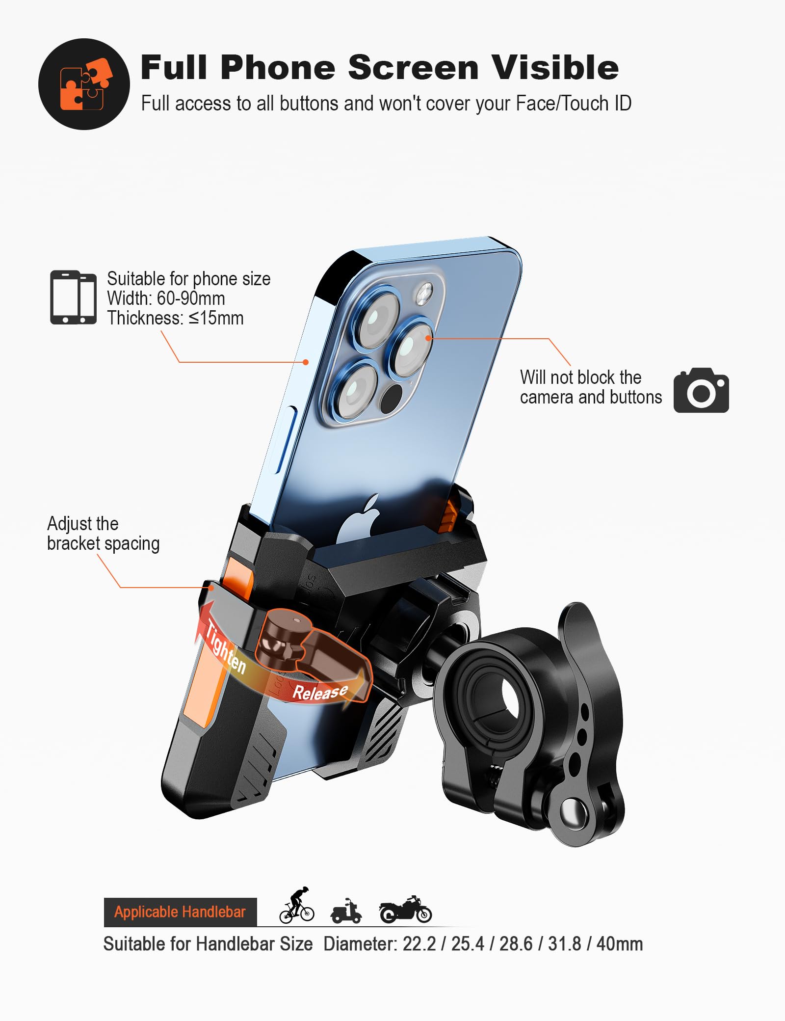 Grefay Uchwyt na Telefon Rowerowy (Szybki Demontaż 1S) uchwyt na Telefon Motocyklowy z 2 Portami z Obrotem 360 na Zewnątrz Uchwyt na Telefon na Kierownicę do Scooter do Smartfona 4.0-7.0