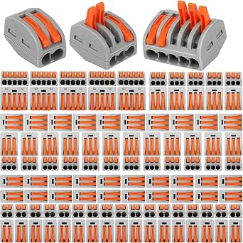 110PCS Compact Wire Connectors,Electrical Connector Blocks, 55pcs Clamp 2-Port/45pcs Clamp 3-Port/10pcs 5-Port
