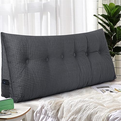 idee-home Almohada triangular para cabecero, tamaño California King, almohada de cuña para cabecero grande para sofá cama, almohadas de lectura de