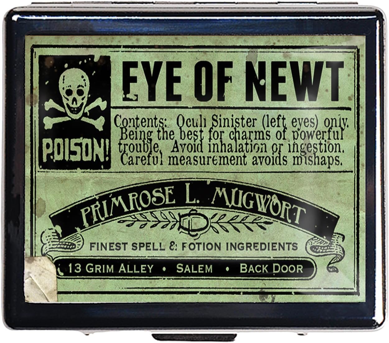 Silver Vintage Pill Box 7 Day Metal Pill Box with Mirror and 8 Compartments Cute Travel Pill Organizer for Purse (Eye of Newt)