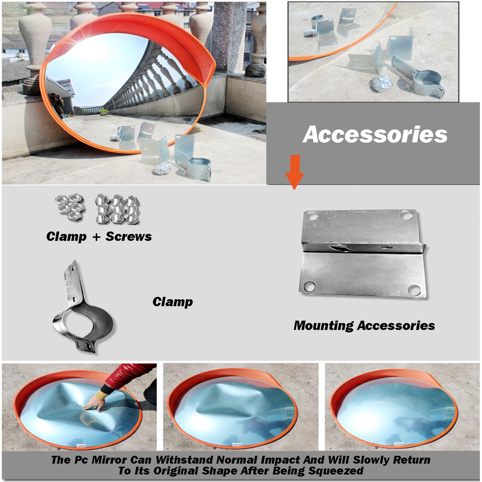 Espejo De Seguridad Gran Angular Montado En La Pared,Espejo Convexo HD For Punto Ciego,Superficie De Espejo ABS,Ángulo Ajustable For Tiendas Minoristas Garajes(45cm)