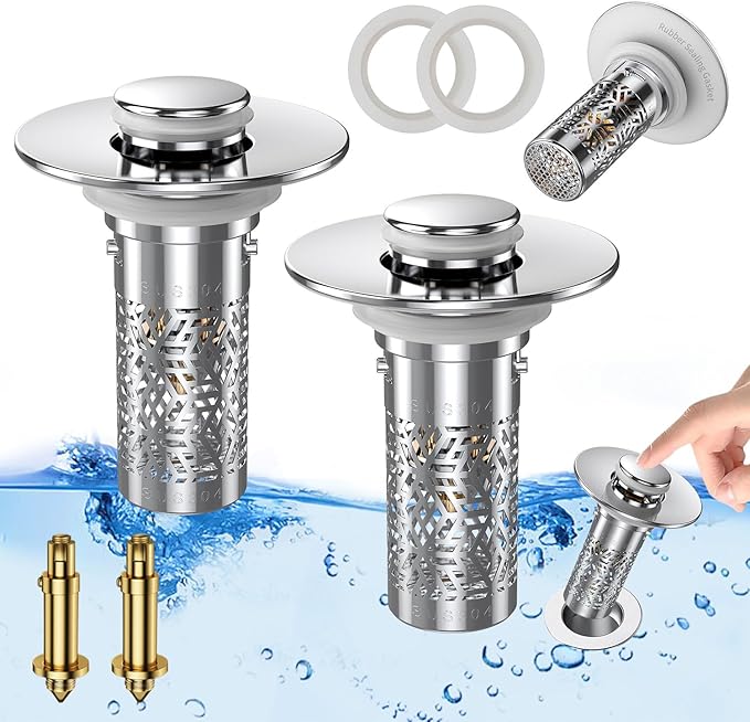 Amazon.com: Bathroom Sink Stopper Hair Catcher, Pop-up Sink Drain ...