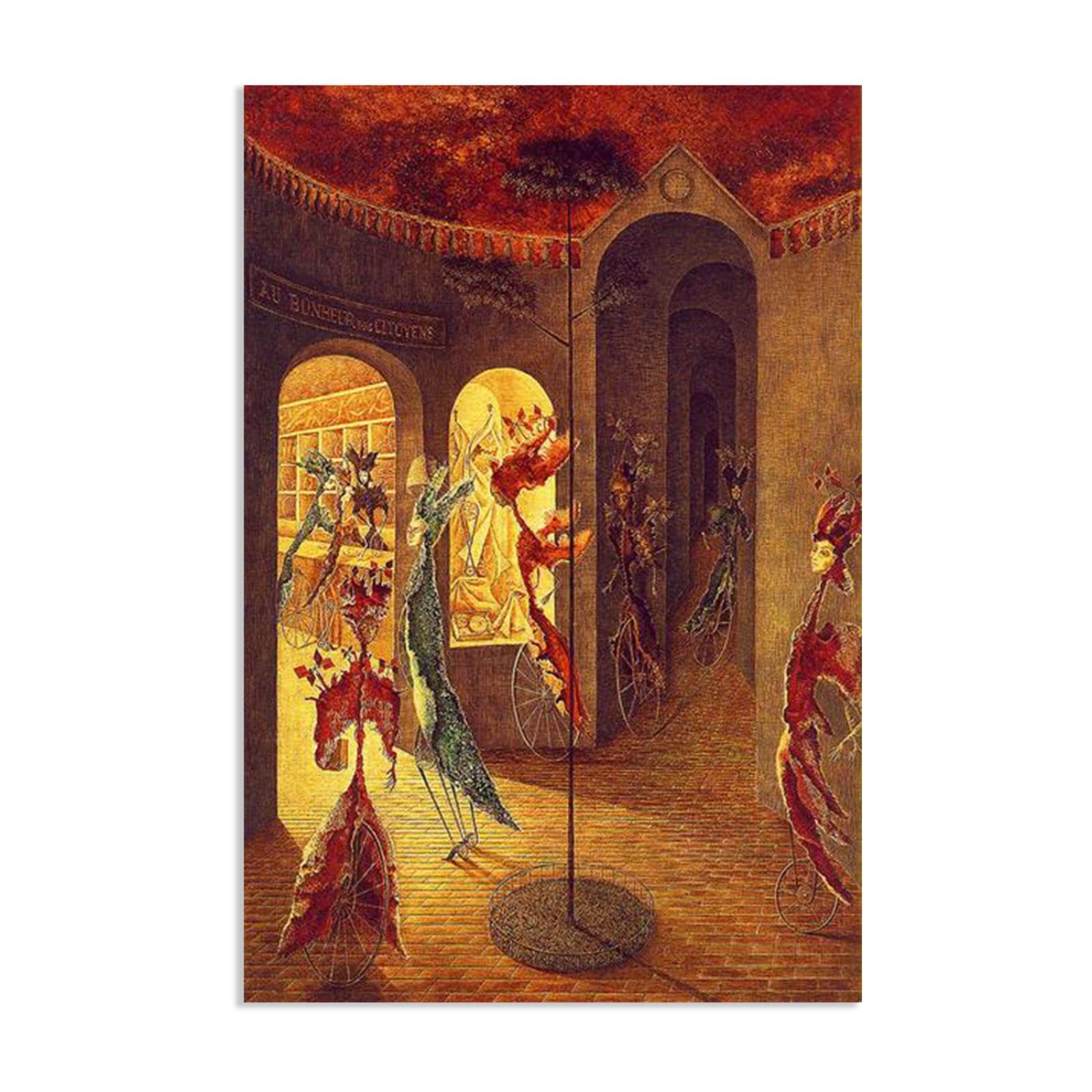 MYCGGDGH Remedios Varo Canvas Wall Art Reproductions of Famous Paintings The ladies at Bonhuer Surrealism Famous Art Poster Wall Decor for Living Room Bedroom Home Decor 55x40cm(22x16in) poster