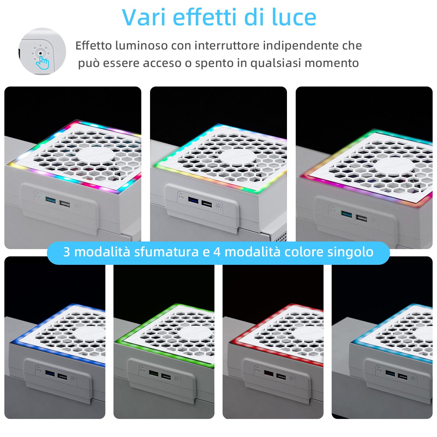 Mcbazel Ventola di Raffreddamento per Xbox Series S, Display a LED RGB, a Basso Rumore, 2 Porte USB Aggiuntive, Ventola di Raffreddamento Esterna a 3 Livelli per Console Xbox Series S