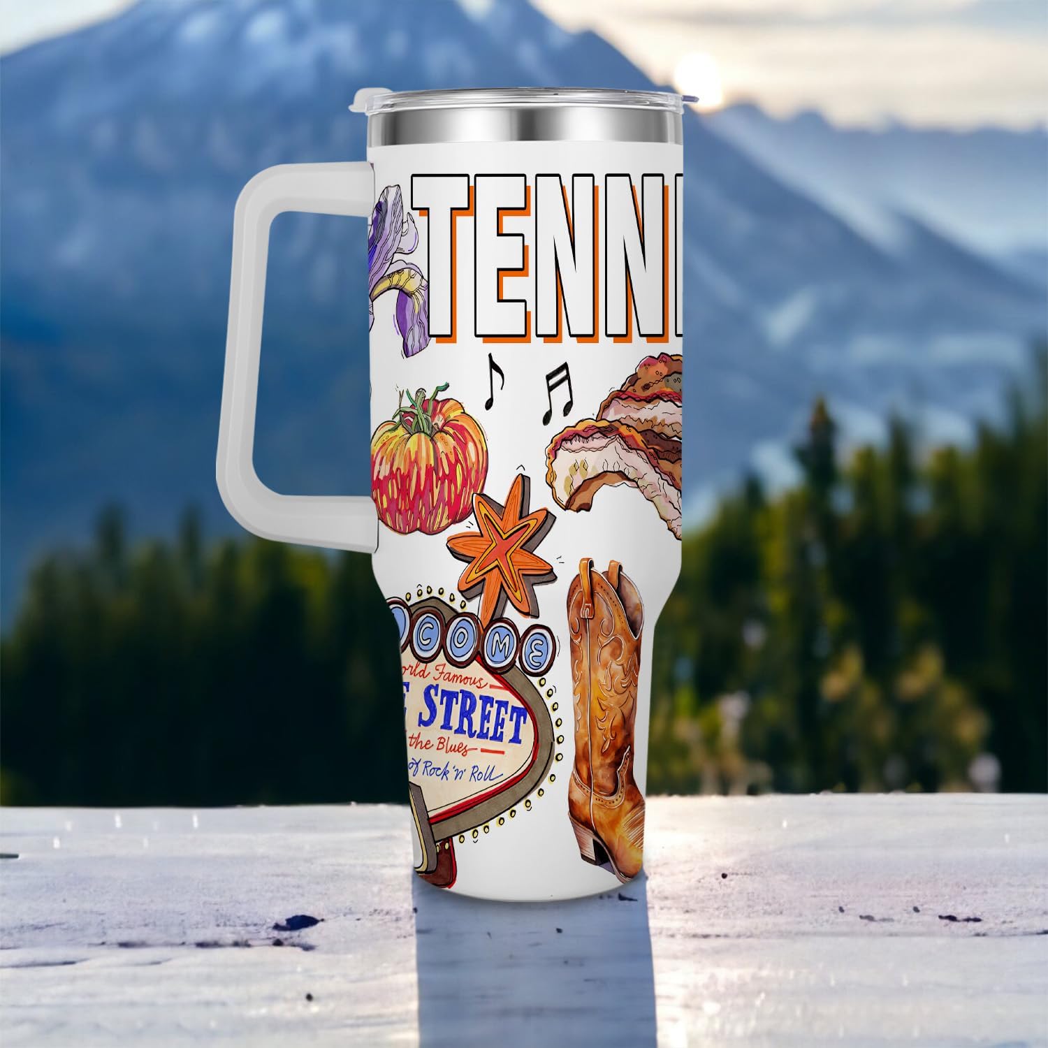 City Tumbler Gift for Men Women,40oz Water Bottle with Handle Insulated Coffee Mug (Tennessee) - Image 6