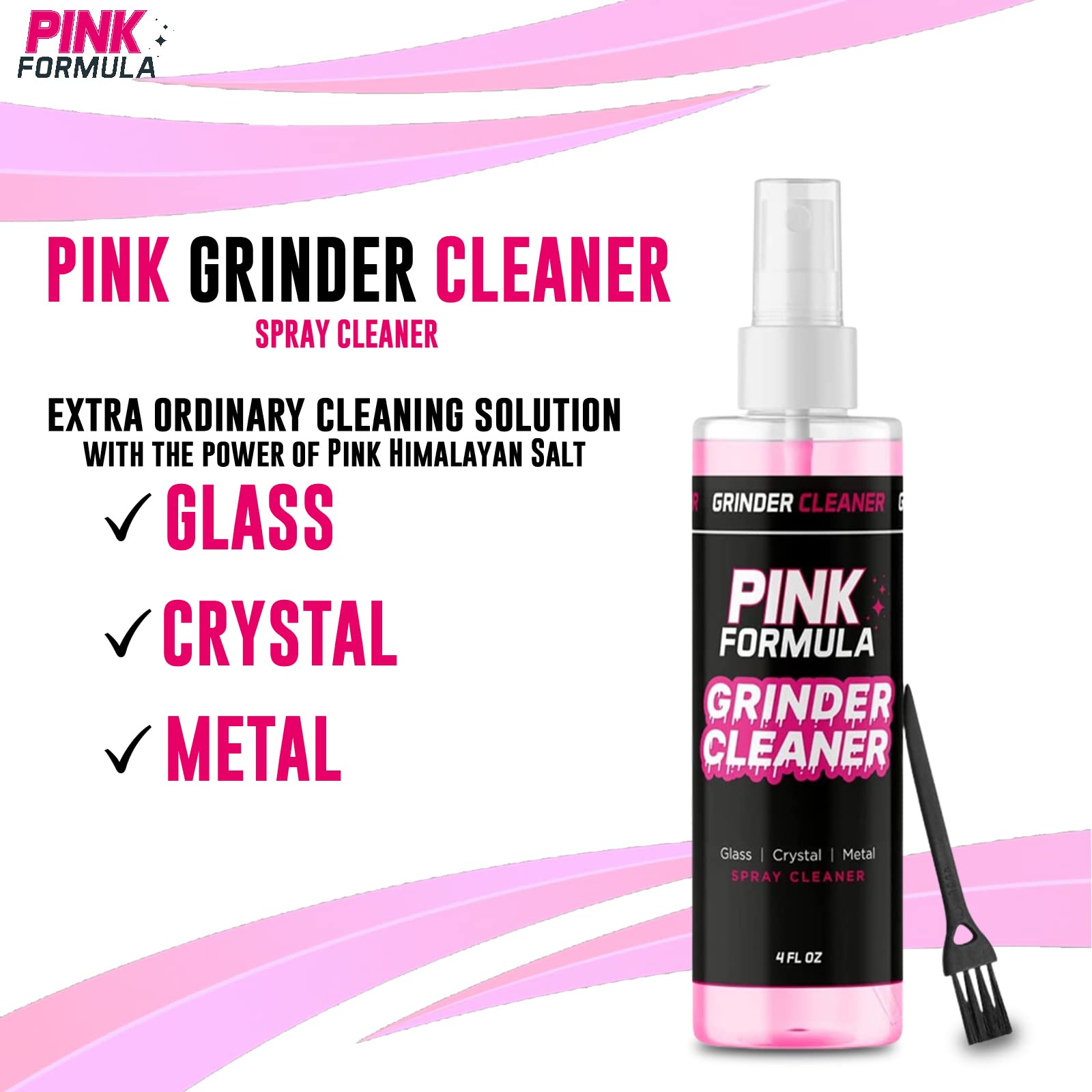 Pink Formula ???????????? ???????????????? & Spice Grinder Cleaner - Cleaning Solution for Glass, Crystal, & Metal Grinders – ???????????????? Grinder Cleaner Solution - (4 Fl Oz)