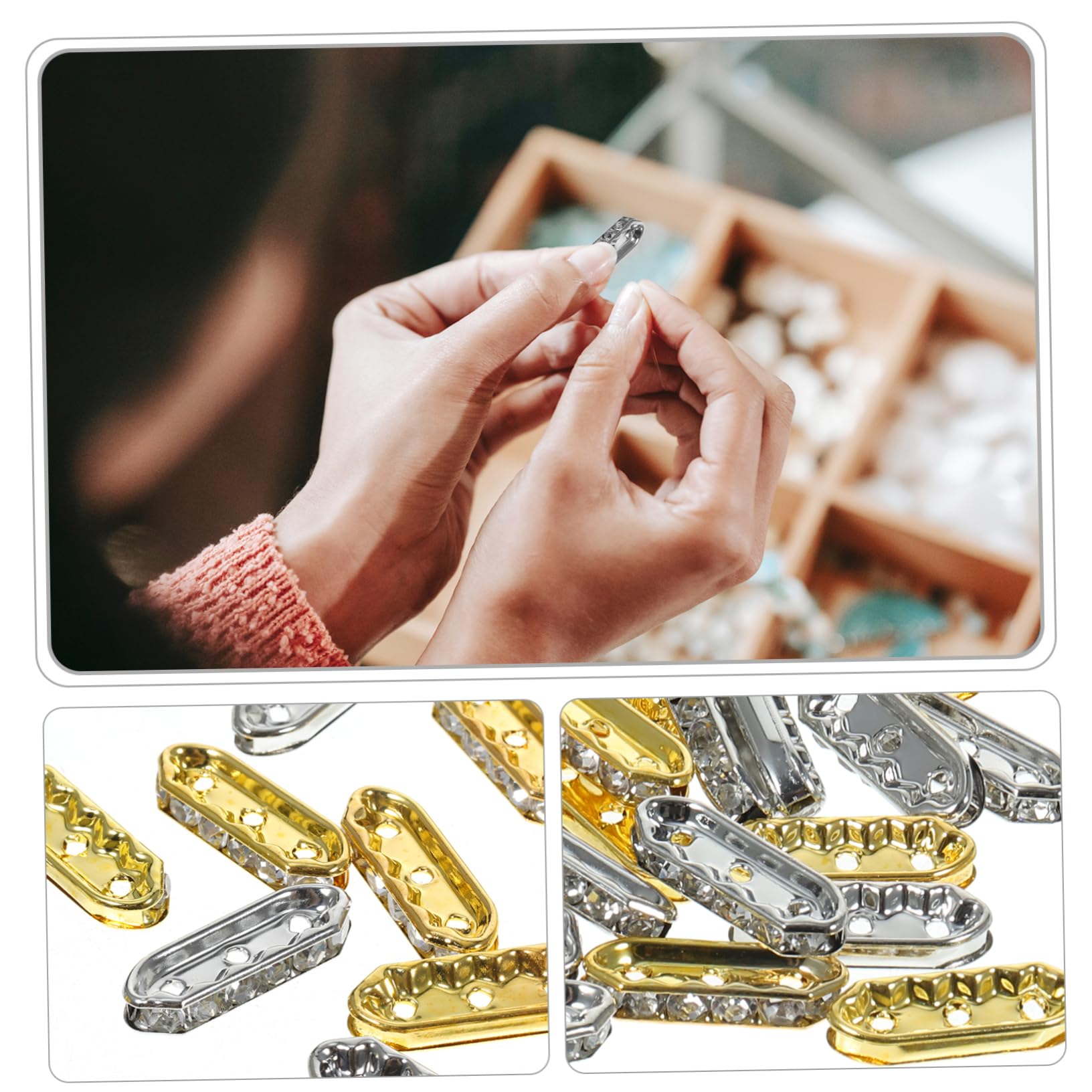 5 Juegos Accesorios Para Pulseras Cuentas Espaciadoras De Rombos De Tres Agujeros Joyería Colgante Con Pinza Cuentas Con Letras Para Pulseras Con Letras 100 Uds * 5