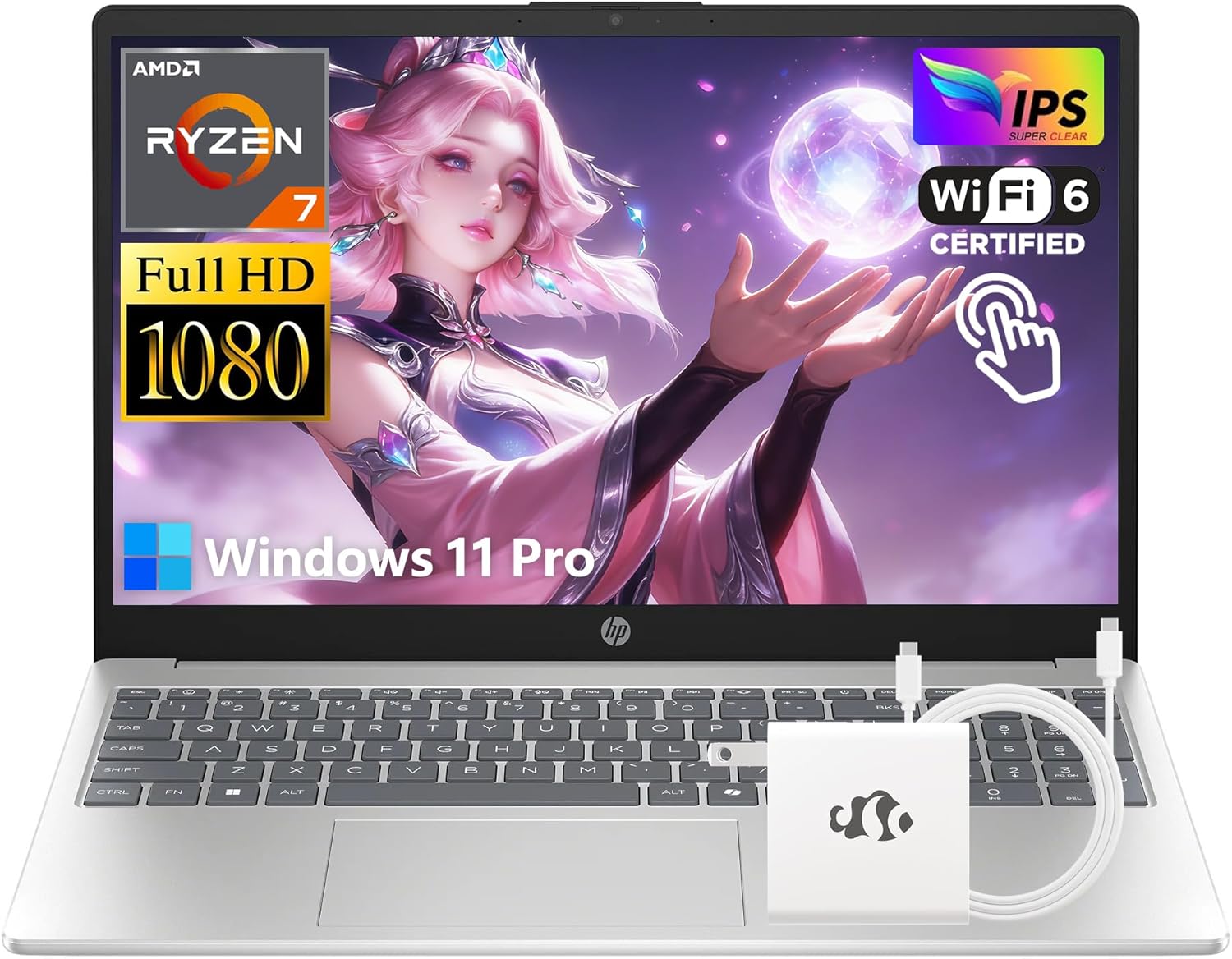 HP 15.6" FHD IPS Touchscreen Laptop, AMD Ryzen 7 7730U(8-Core, Beats i7-1355U) 32GB RAM 1TB SSD, Win11 Pro WiFi6 Numeric Keypad Bluetooth Webcam w/GM Accessory Computer for Business Gaming