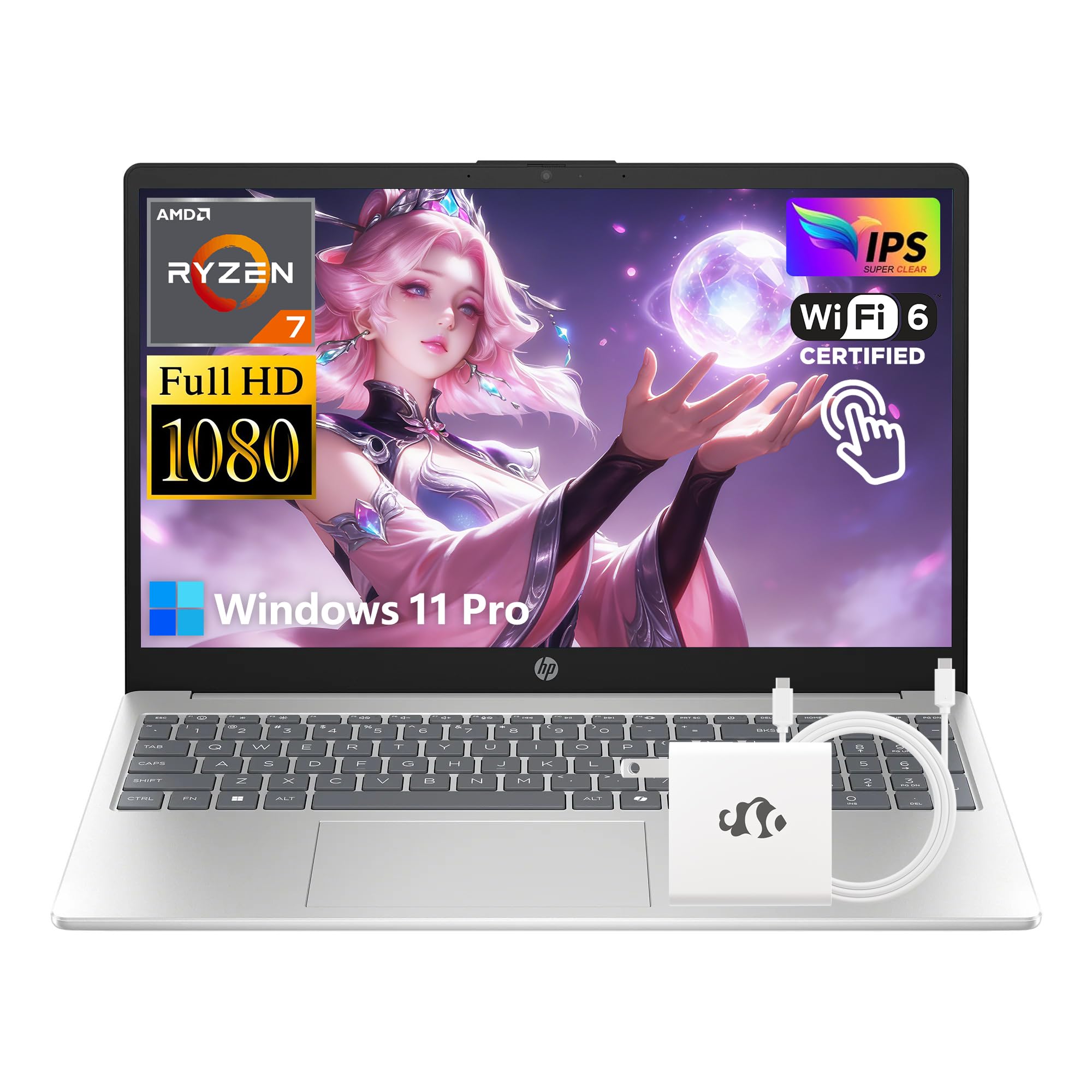 15.6" FHD IPS Touchscreen Laptop, AMD Ryzen 7 7730U(8-Core, Beats i7-1355U) 32GB RAM 1TB SSD, Win11 Pro WiFi6 Numeric Keypad Bluetooth Webcam w/GM Accessory Computer for Business Gaming