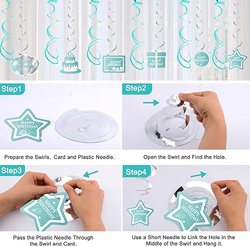 Miniatura 7 de Decoraciones de globos de cumpleaños verde azulado para niñas, decoraciones de feliz cumpleaños para mujeres, decoración de globos de fiesta de