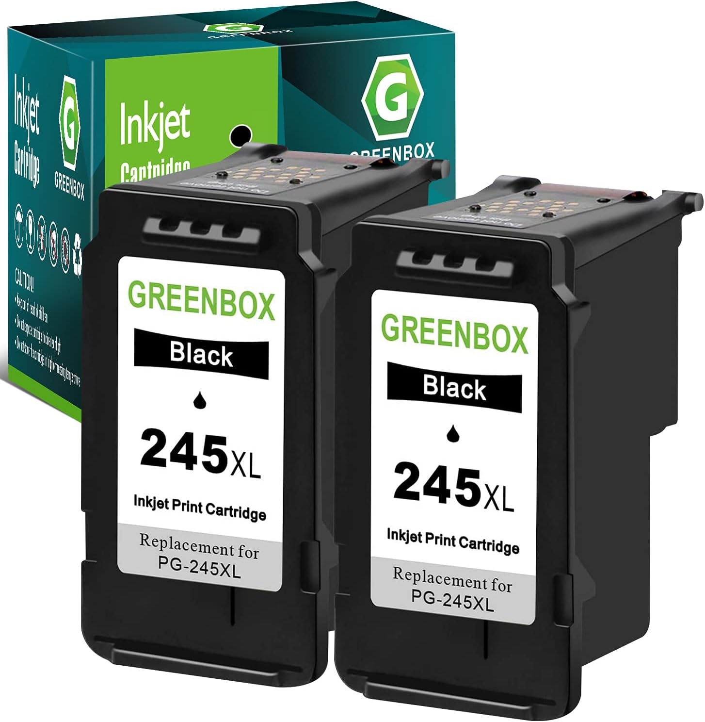 GREENBOX 245 245XL Black Ink Cartridge Replacement for Canon PG-245XL Ink Cartridges for PIXMA MX490 MX492 MG2522 TR4500 TR4520 TS3322 TS202 TS3122 MG2500 MG2922 MG2920 Printer Ink 245XL, 2 Pack