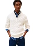 Men's Lightweight Cable Pullover Quarter Zip Sweater