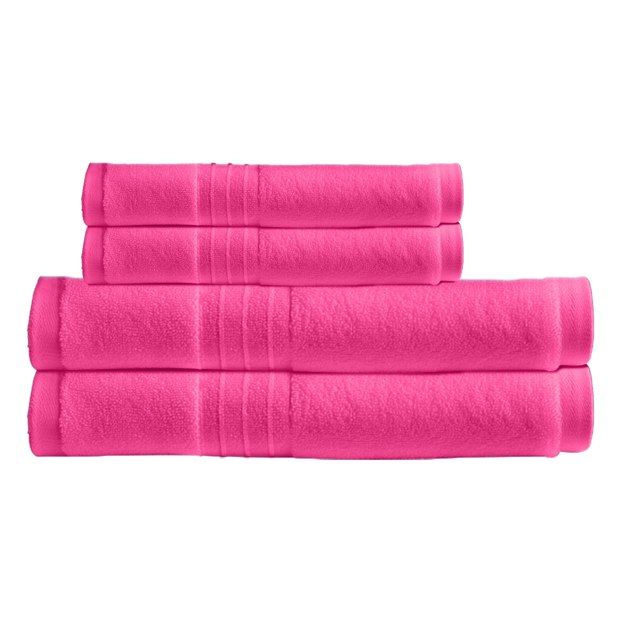 Stars and Stripes 100% Luxury soft Egyptian Cotton Fade Resistant Towels (2 Hand & 2 Bath, Fuchsia)