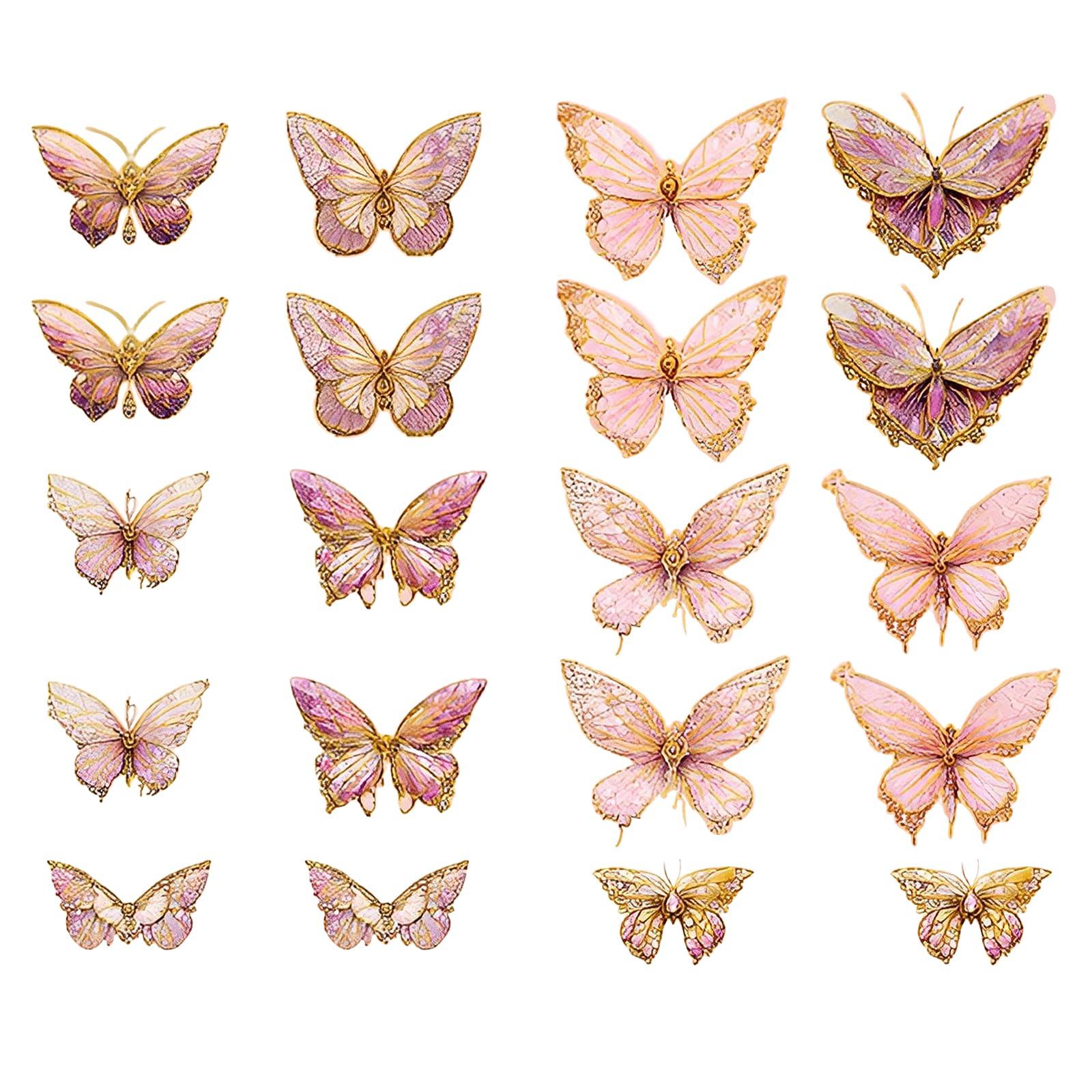 Juego de 20 pegatinas de mariposas para niños, pegatinas de scrapbooking, pegatinas brillantes, pegatinas decorativas, mariposas de PET, juego de decoración para álbum de fotos, diario