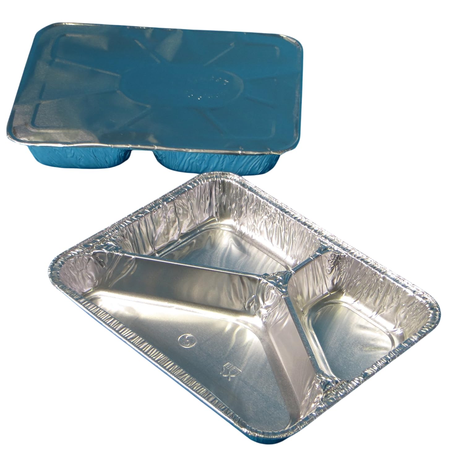 Pro DP 500 Aluschalen Assietten Aluminiumschalen Alu Menüschalen ECO dreigeteilt 3-geteilt flach 227x177x30mm mit Alu Deckel Guten Appetit